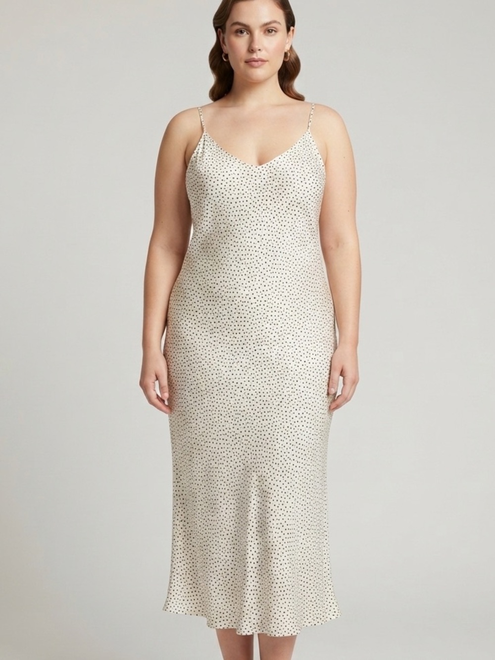 Trendy Minimalist Speckled Dot Midi Maxi Dress white & Black